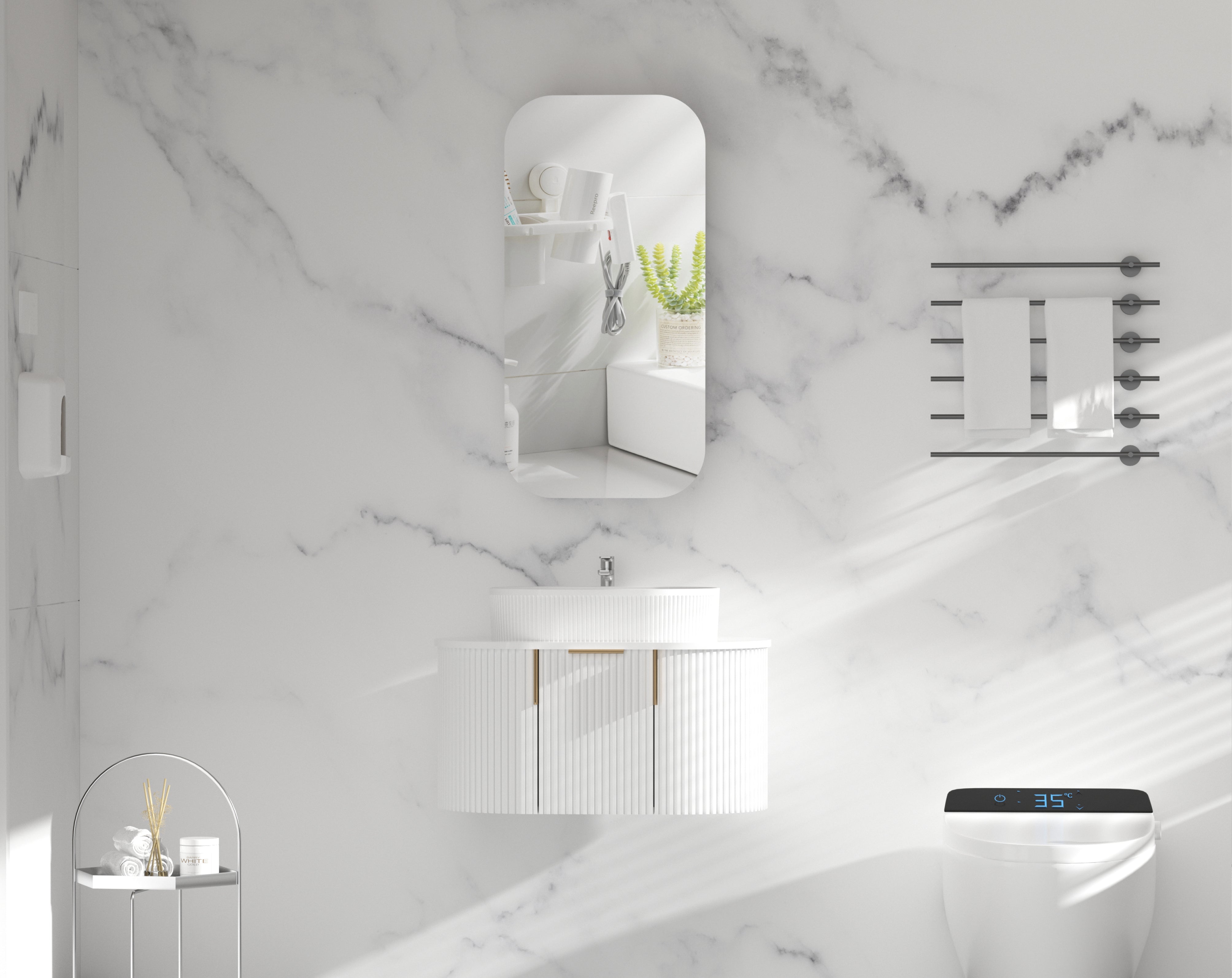 CARYSIL EARLS 450x900mm MATTE WHITE Squircle Shaving Cabinet