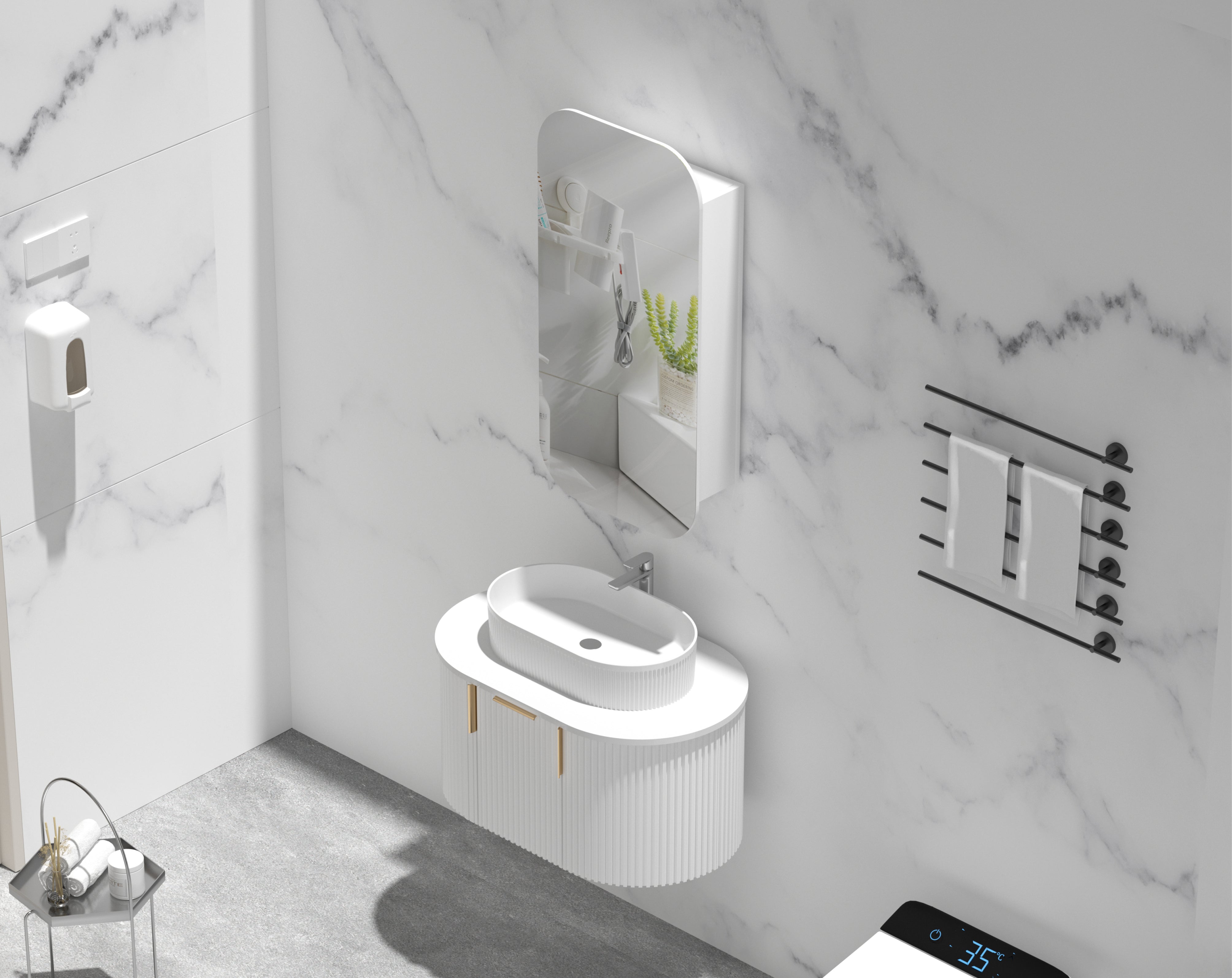 CARYSIL EARLS 450x900mm MATTE WHITE Squircle Shaving Cabinet