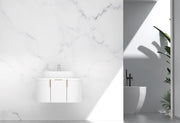 750MM Carysil Opal Fluted Matte White Wall Hung Vanities   (Stone Top and Brushed Gold Handle Included)