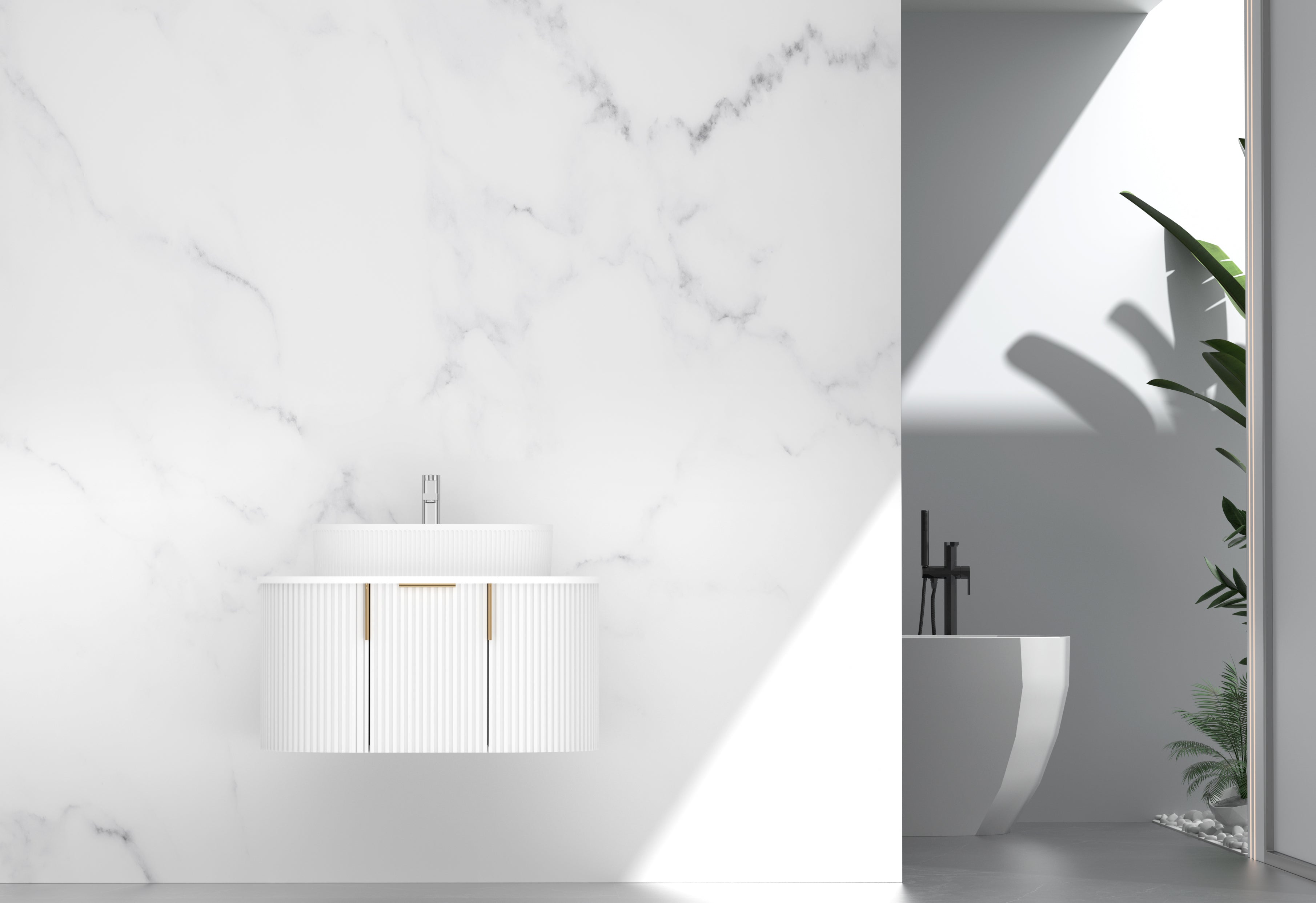 Navona Carysil 750mm Fluted Wall Hung Vanity 750 x 469 x 412mm