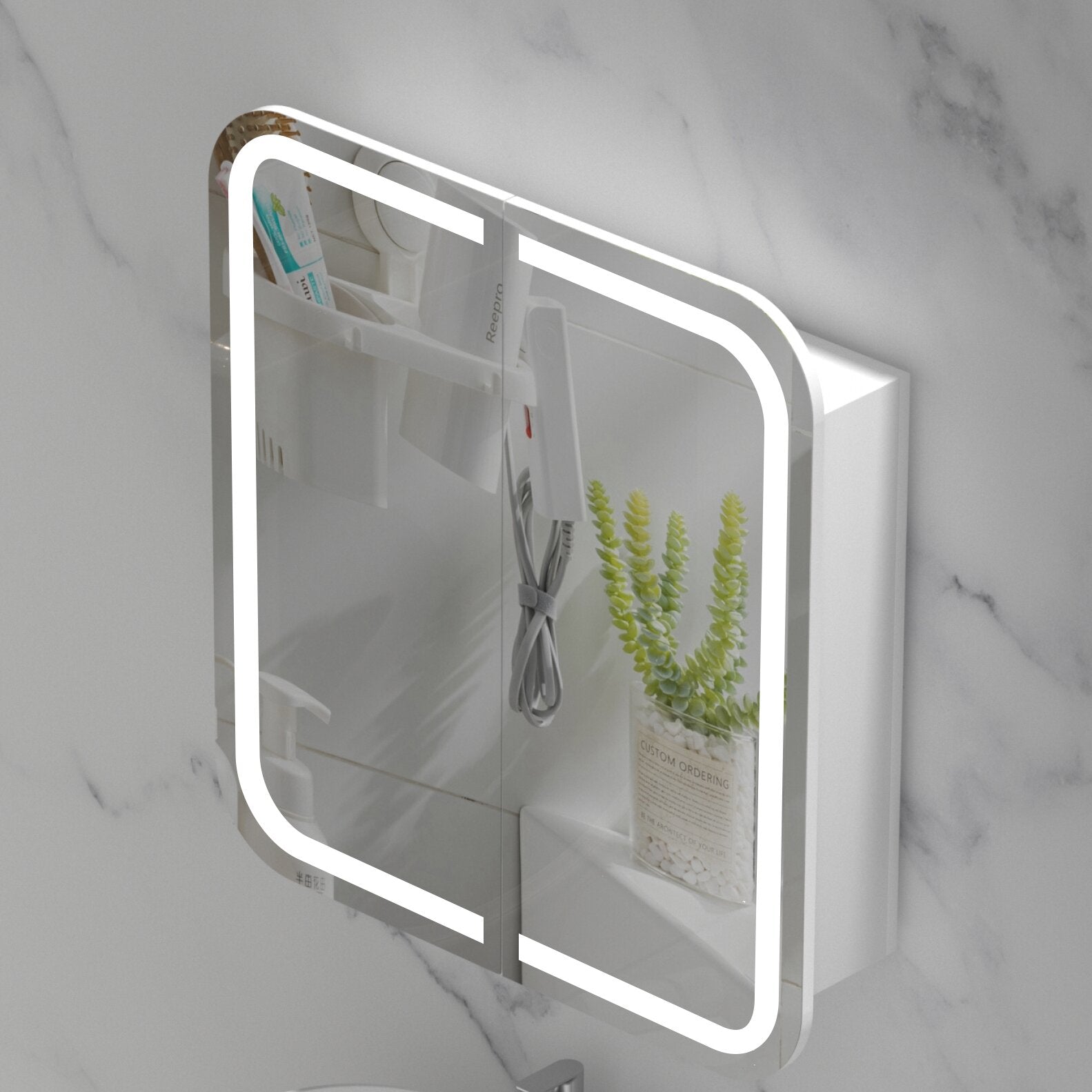 CARYSIL  750x800mm Grand Matte White LED Shaving Cabinet