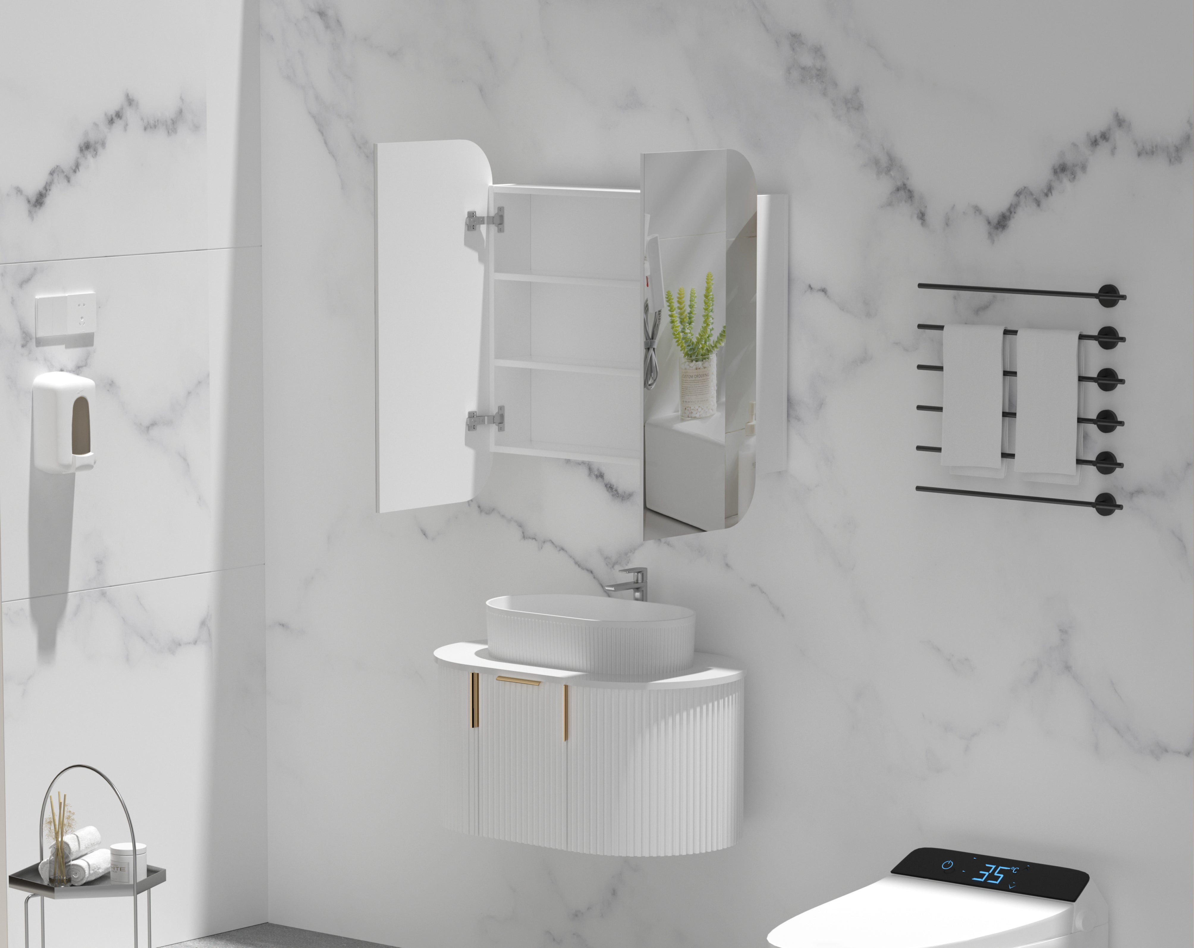 CARYSIL  750x800mm Grand MATTE WHITE Shaving Cabinet