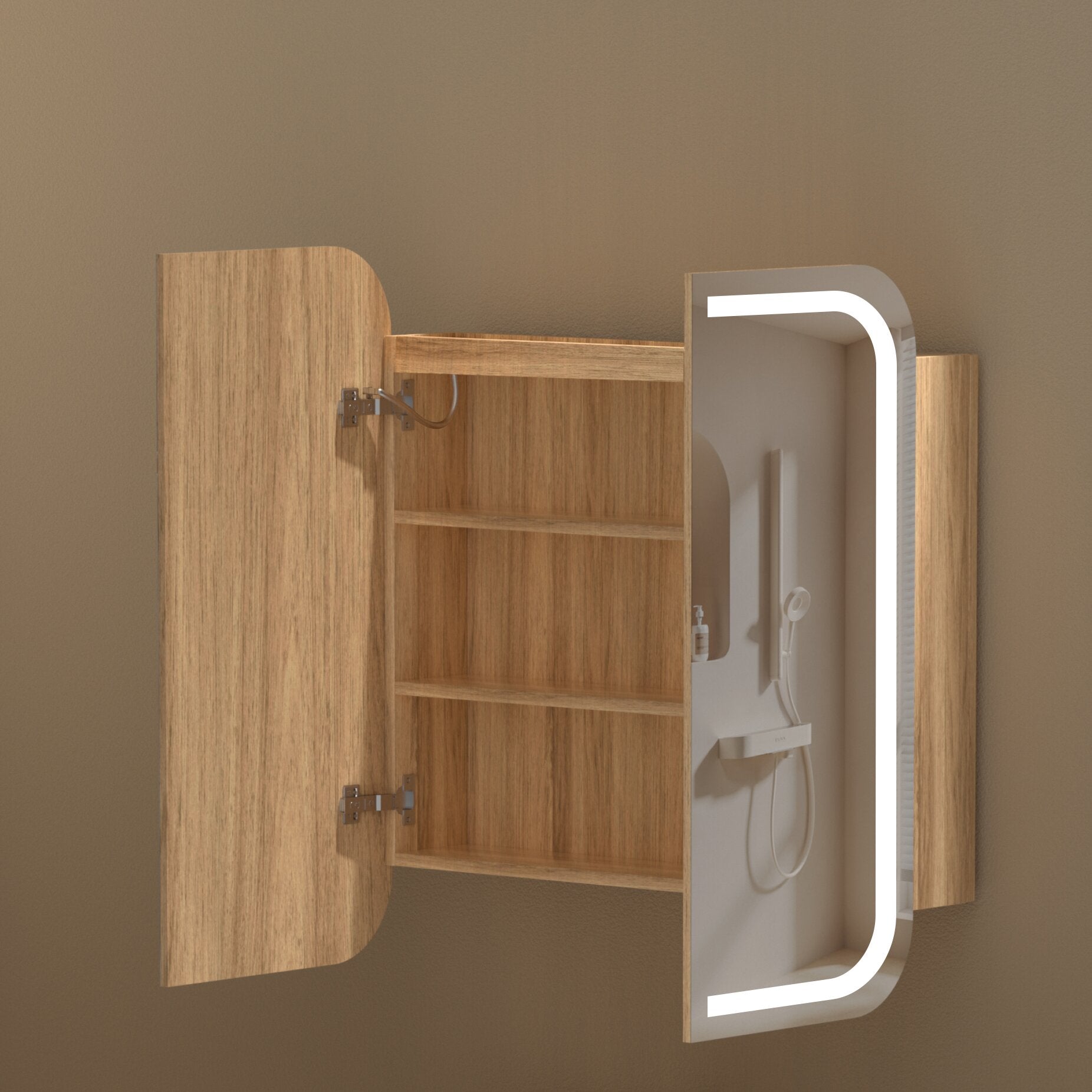 CARYSIL 750x800mm Grand Walnut LED Shaving Cabinet