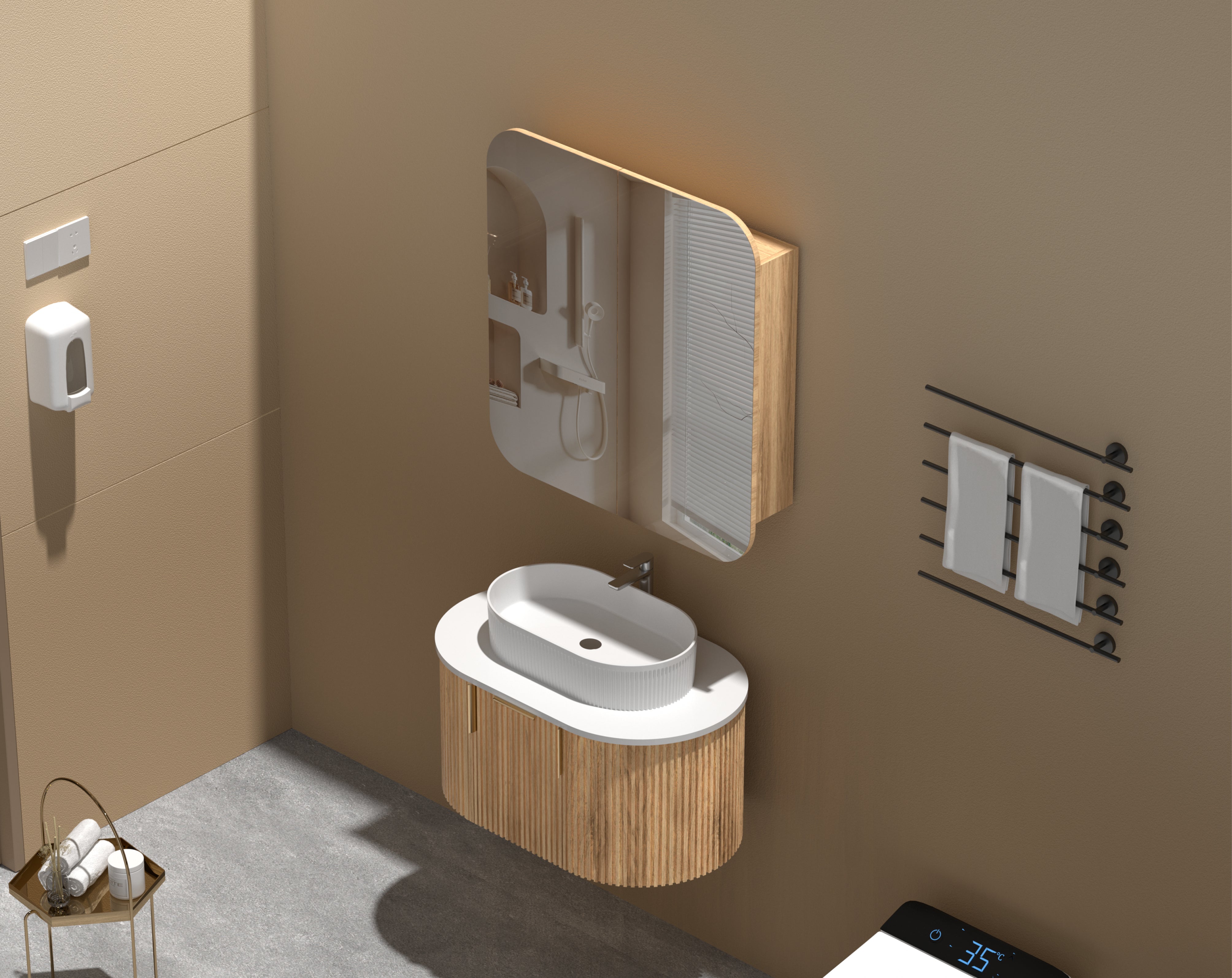 CARYSIL  750x800mm Grand Walnut Shaving Cabinet