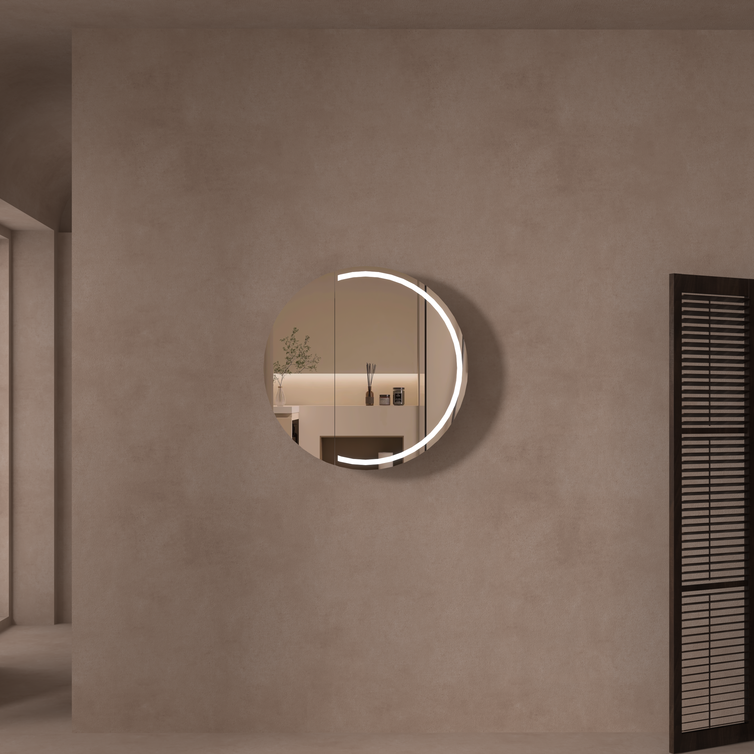 CARYSIL Orbit Series Round  800x800mm Matte White LED Shaving Cabinet