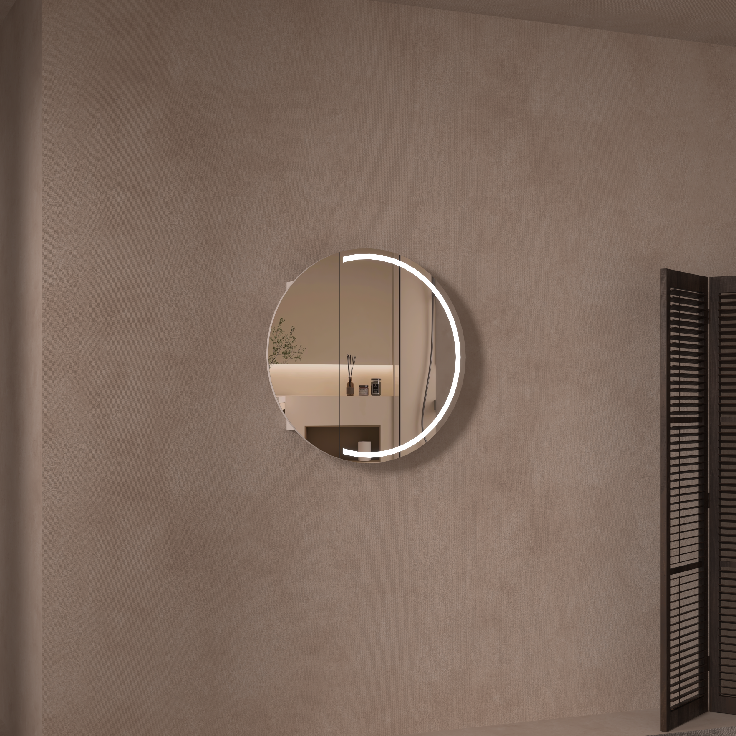 CARYSIL Orbit Series Round  800x800mm Matte White LED Shaving Cabinet