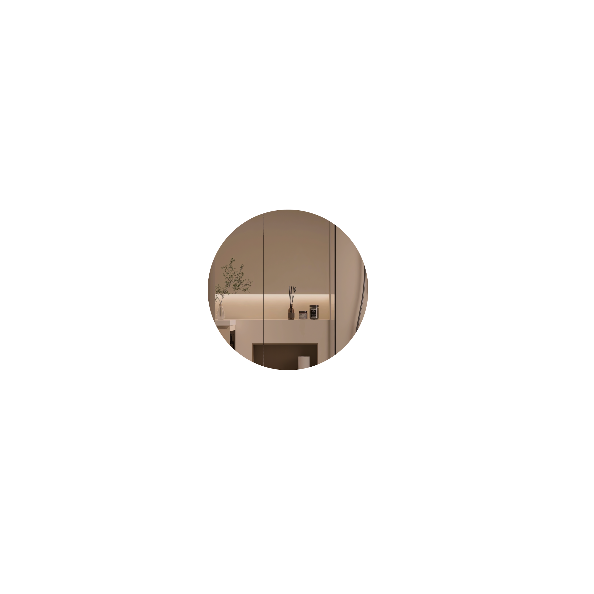 CARYSIL Orbit Series Round  800x800mm Matte White Shaving Cabinet