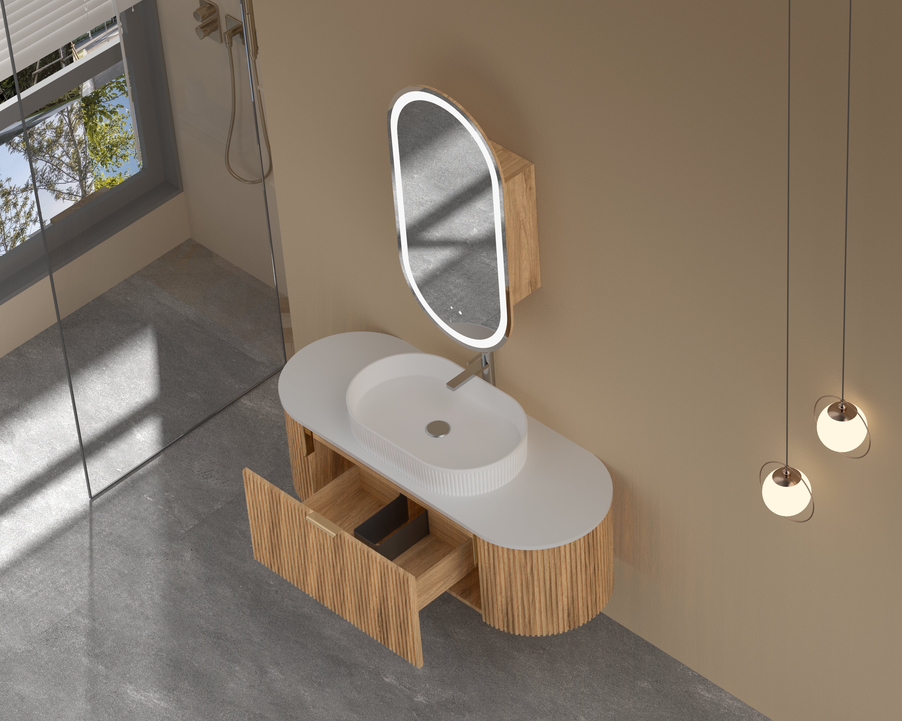 Navona CARYSIL 1200mm Fluted Wall Hung Vanity 1200 x 469 x 412mm