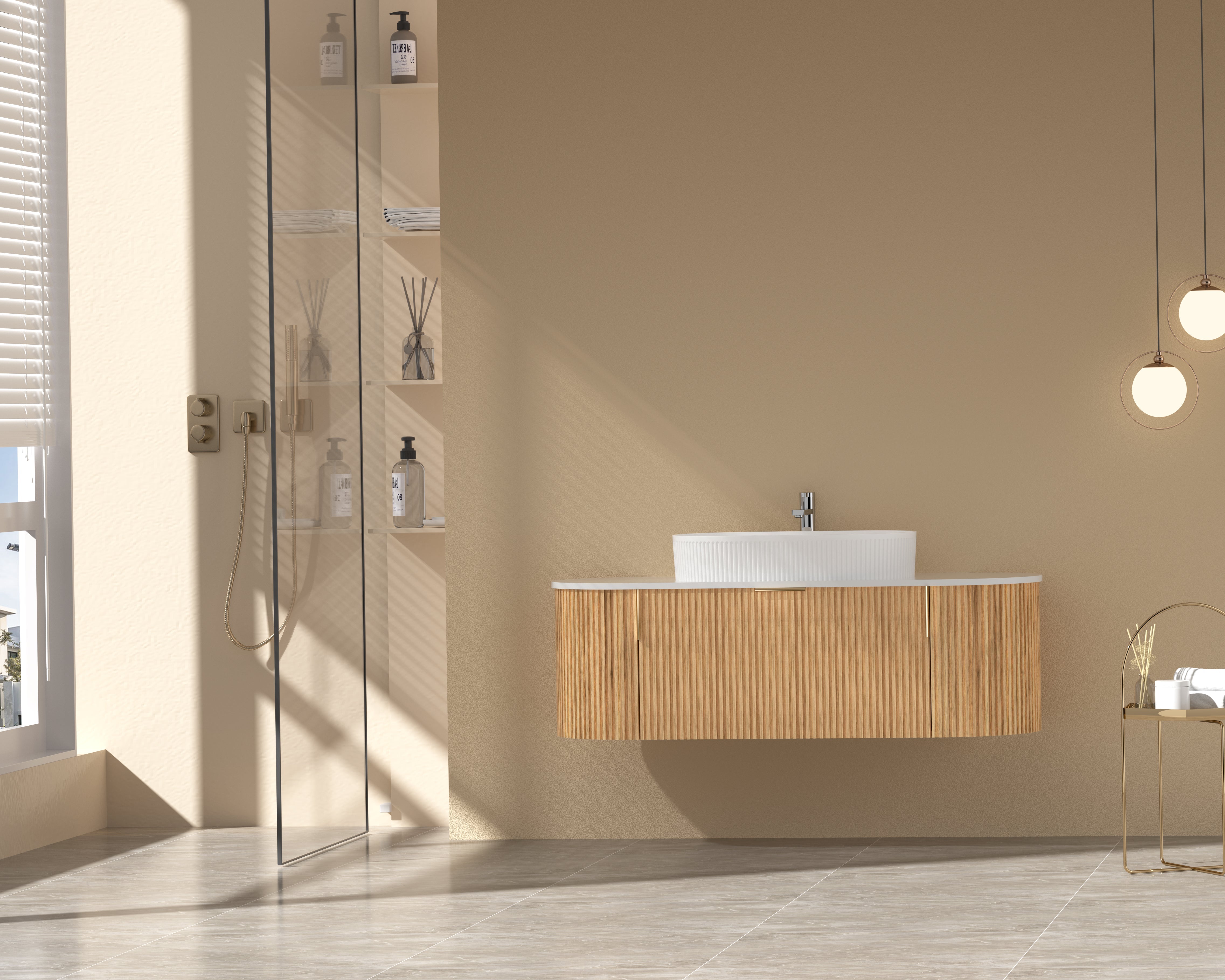 Navona CARYSIL 1200mm Fluted Wall Hung Vanity 1200 x 469 x 412mm