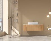 1200MM Carysil Onyx Fluted Walnut Wall Hung Vanity (Stone Top and Brushed Gold Handle Included)