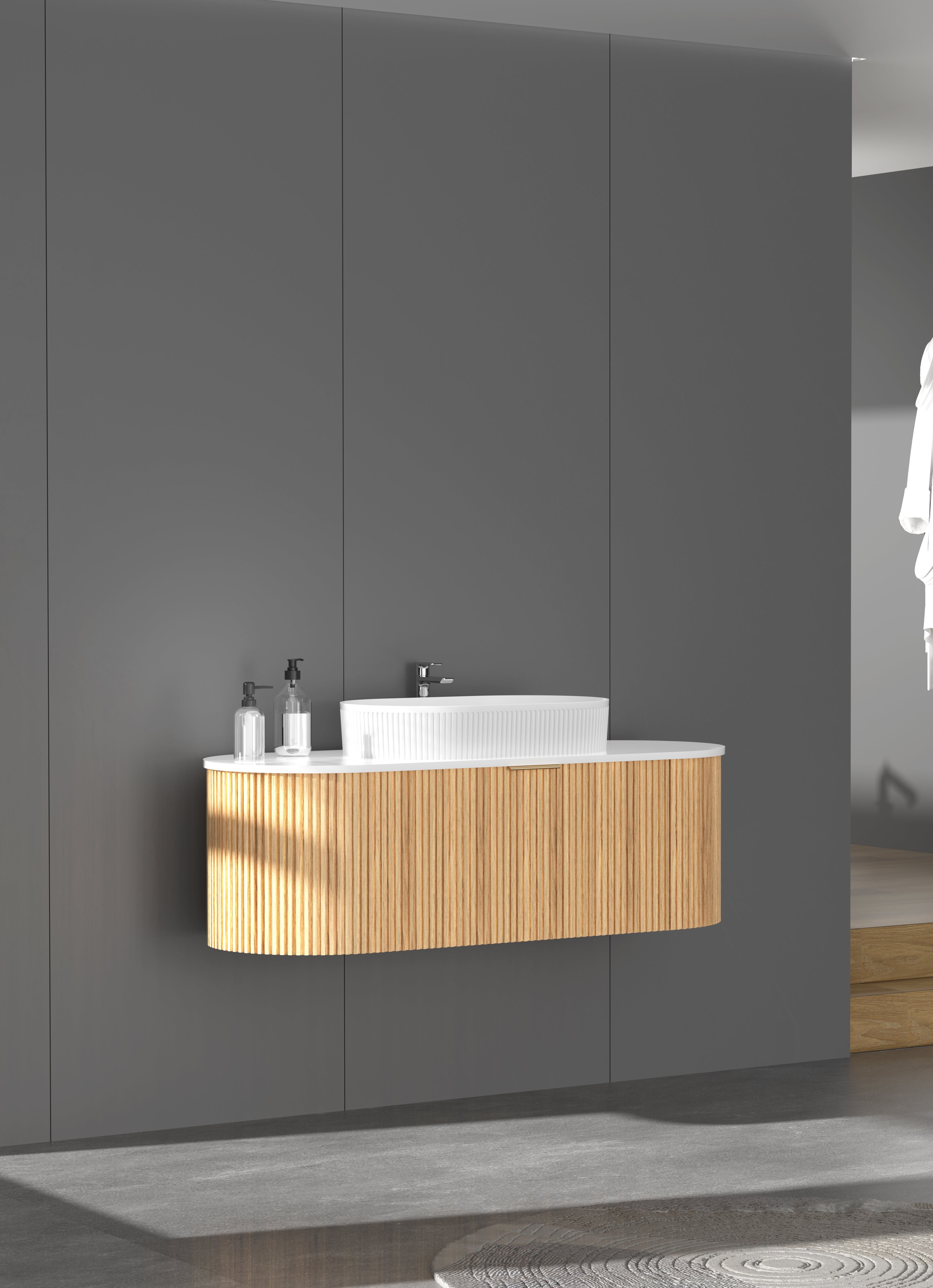 Navona CARYSIL 1200mm Fluted Wall Hung Vanity 1200 x 469 x 412mm