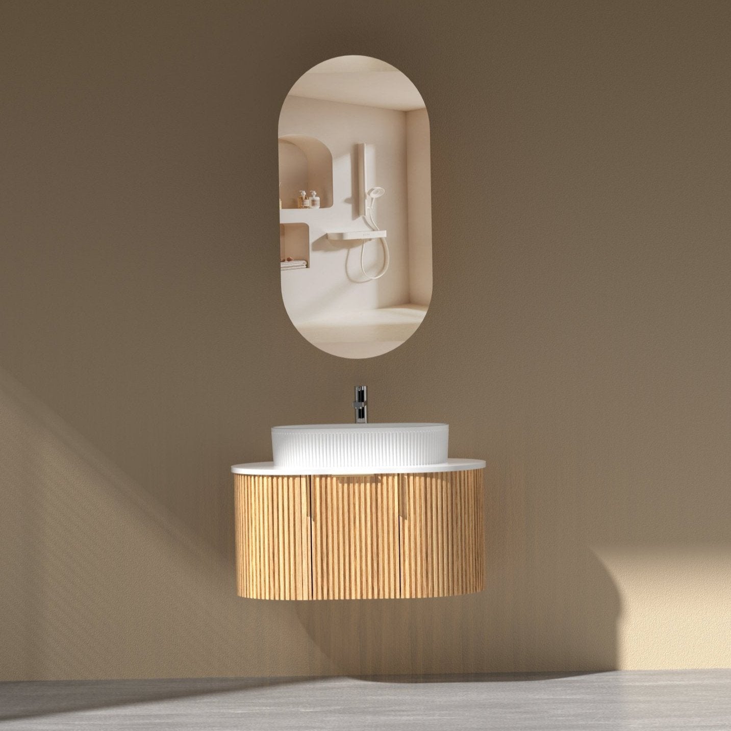 Navona Carysil 750mm Fluted Wall Hung Vanity 750 x 469 x 412mm