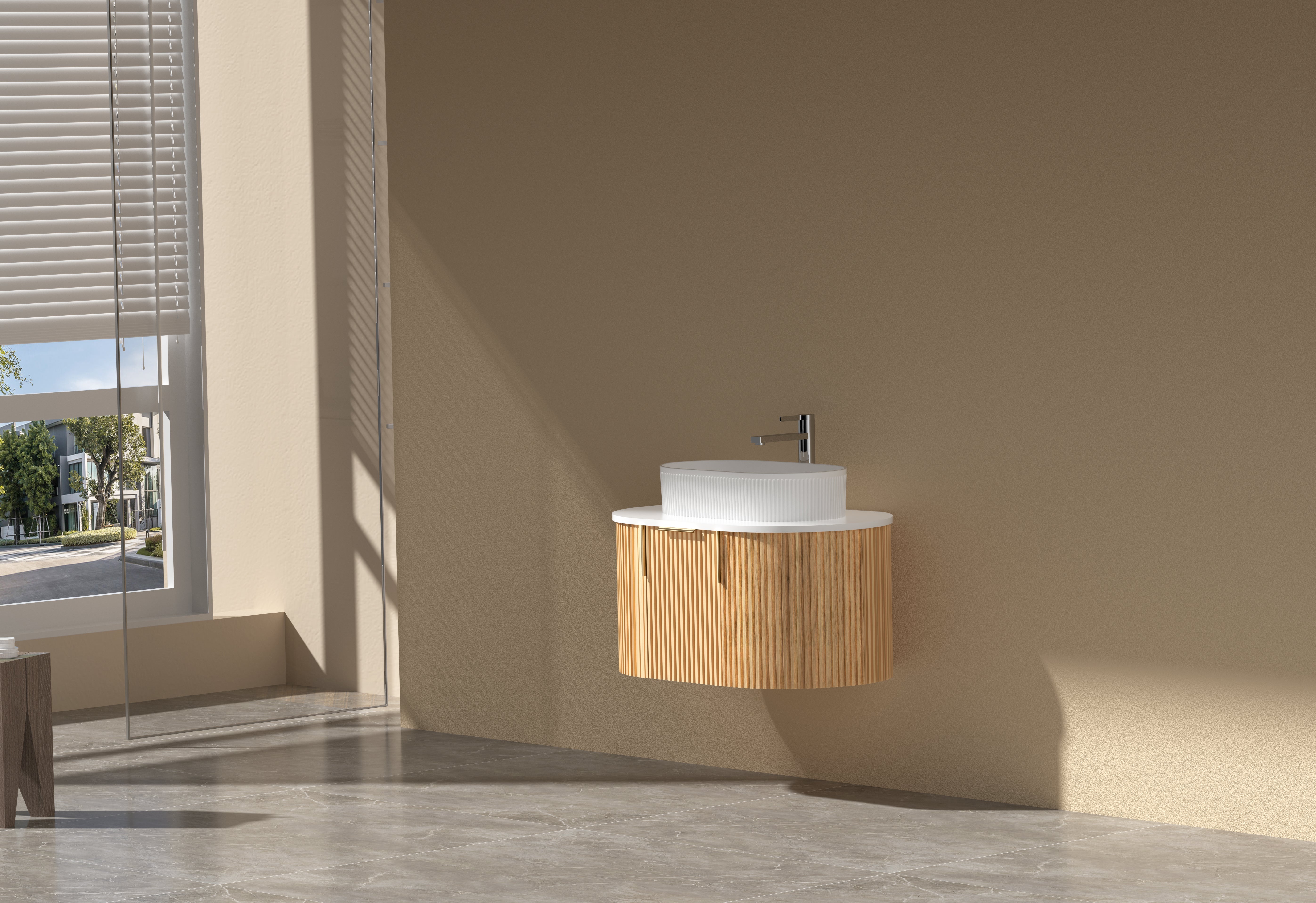 Navona Carysil 750mm Fluted Wall Hung Vanity 750 x 469 x 412mm