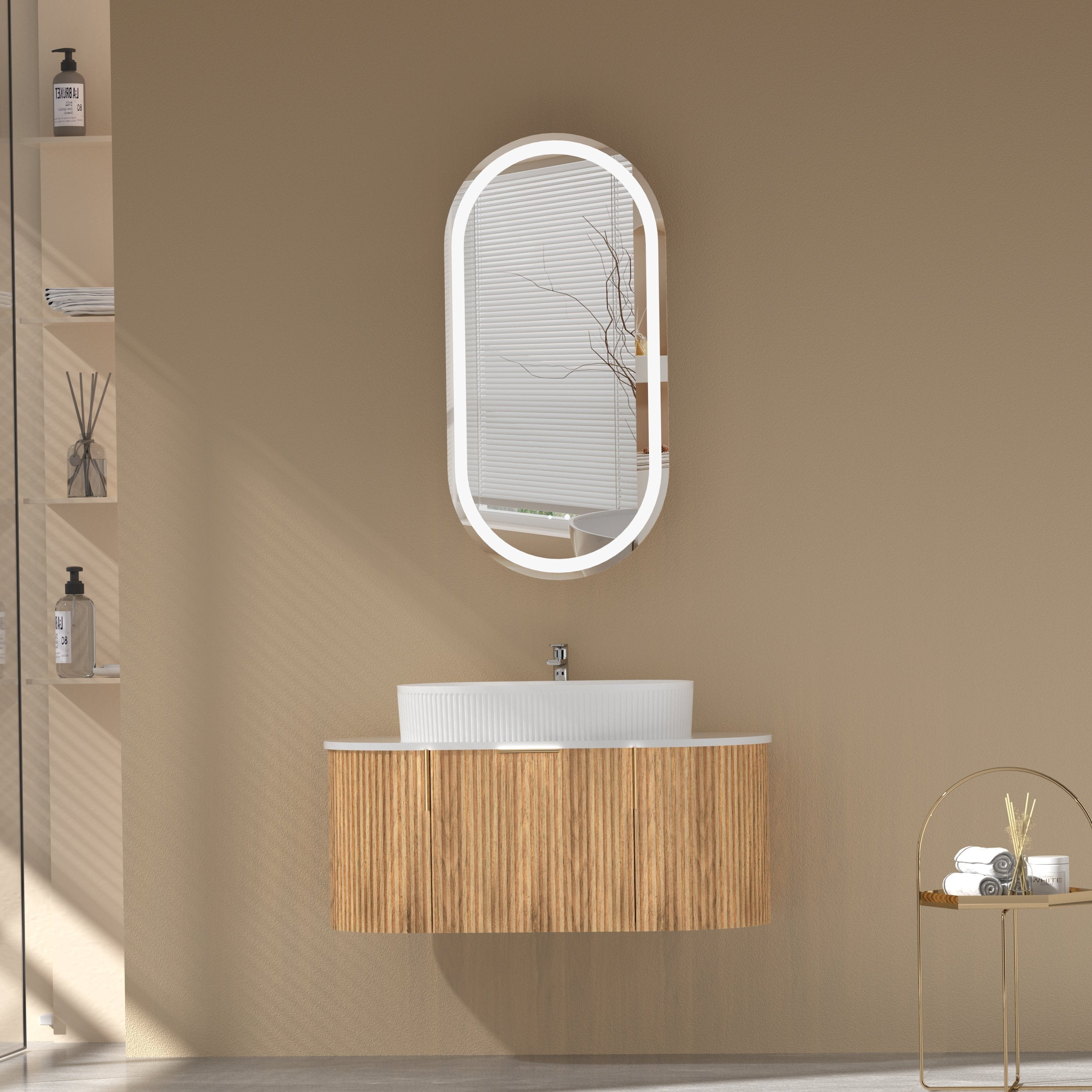 Navona Carysil 900mm Fluted Wall Hung Vanity  900 x 469 x 412mm