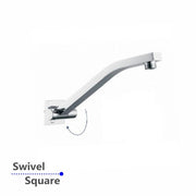 Square Chrome Swivel Wall Mounted Shower Arm
