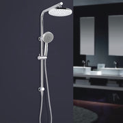 8 inch 200mm Right Angle Round Chrome Twin Shower Station Top Inlet with 3 Functions Handheld