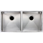 1.2mm Handmade Double Bowls TopUndermount Kitchen Sink Round Corner 865*440*200mm