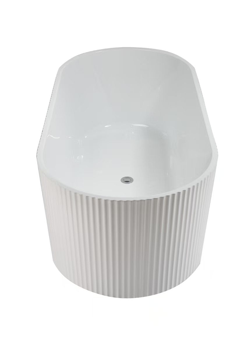 1700x800x580mm Berri Freestanding Fluted Matte White