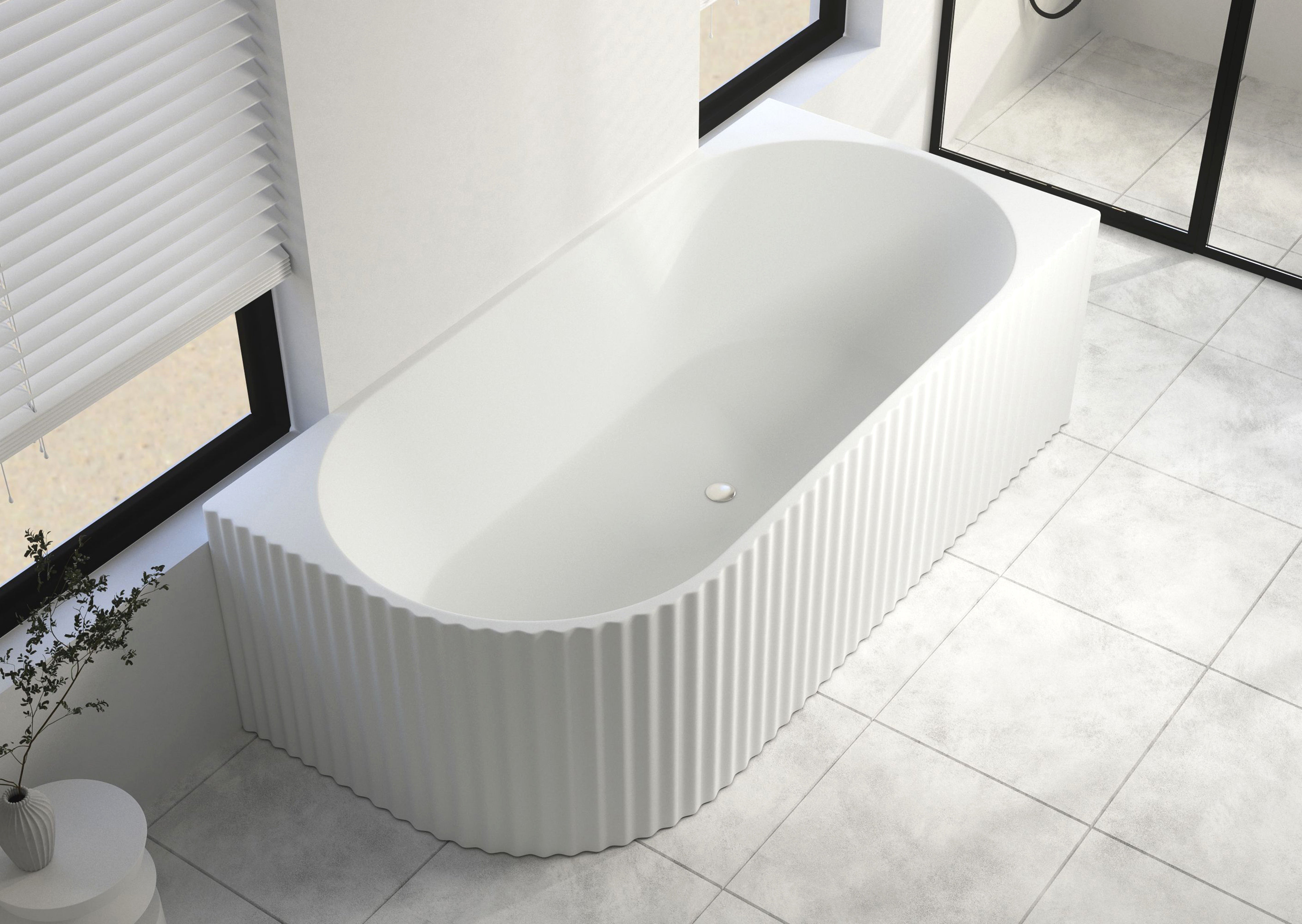 1500x750x580mm Gina Fluted Right Corner