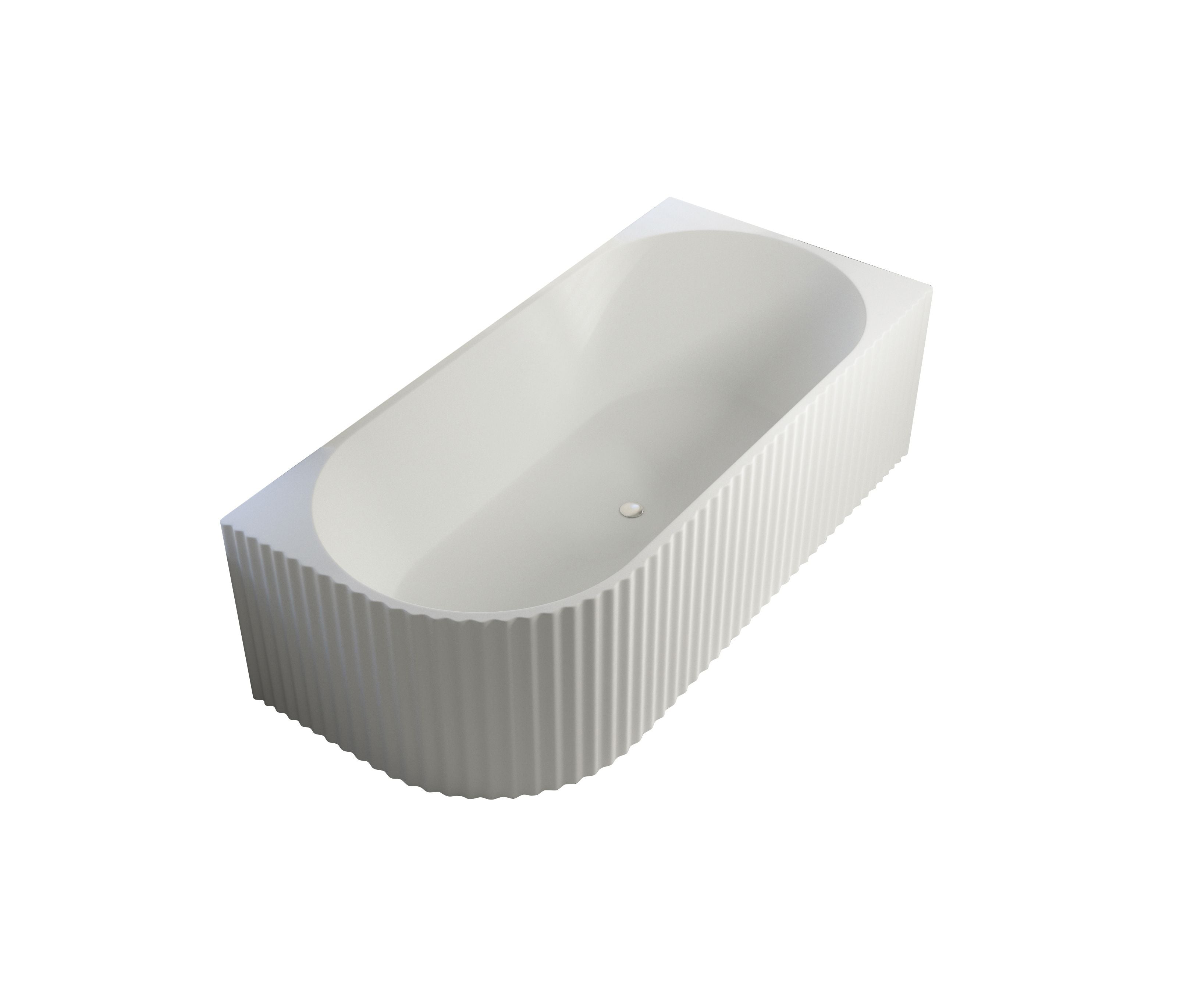 1500x750x580mm Gina Fluted Right Corner Matte White