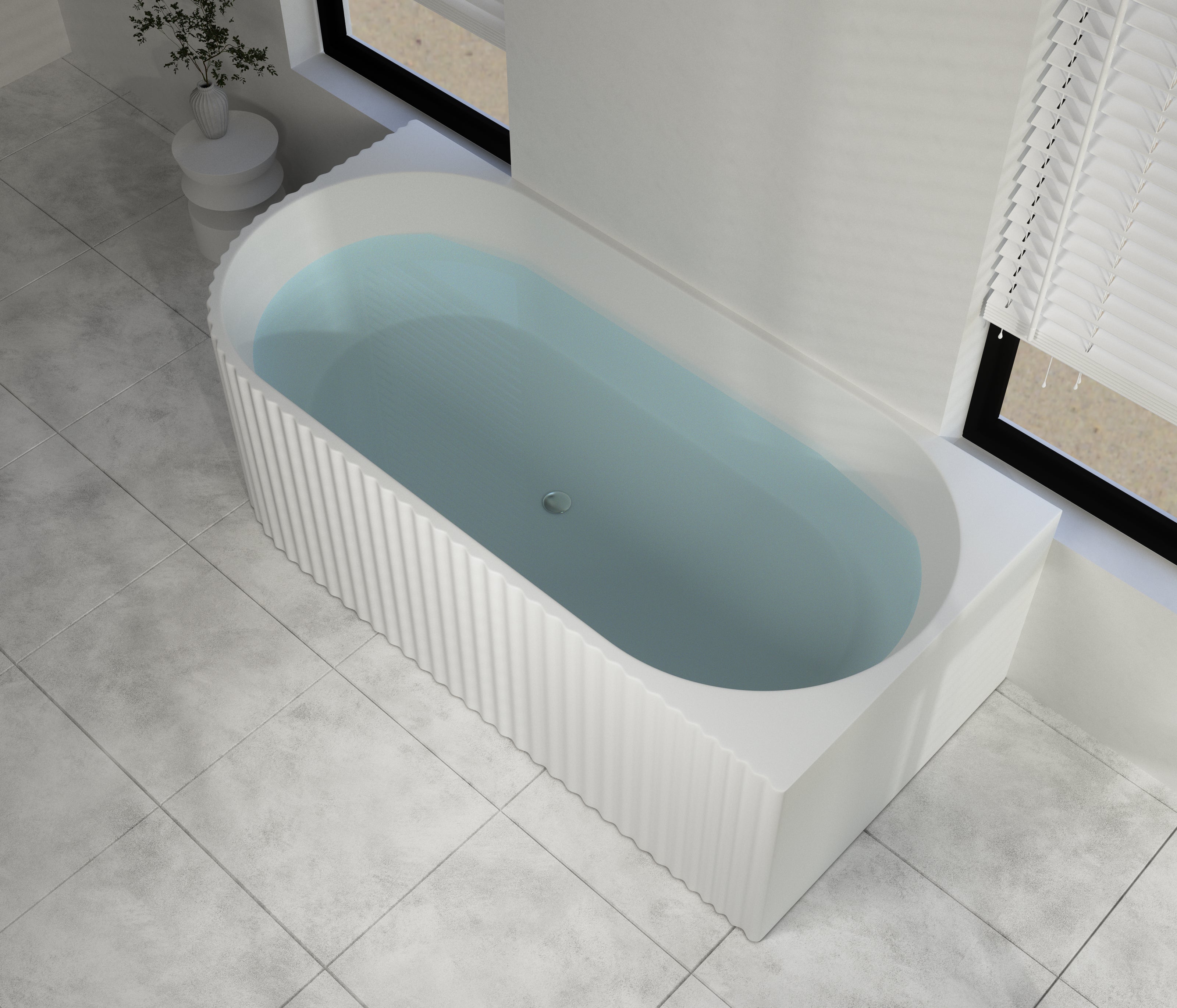 1700x800x600mm Gina Fluted Right Corner