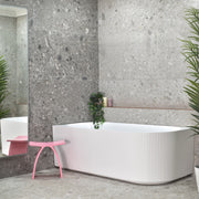 Brighton Groove 1700mm Fluted Oval Freestanding Left Corner Bath Gloss White Finish