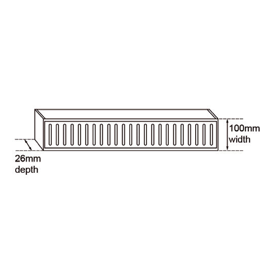 Muses Aluminium Brushed Black Ezy Flow Floor Grate 300 * 100 * 26mm