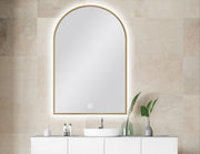 600 X 900 MM ARCHED SHAPE GOLD FRAMED CARYSIL LED MIRROR