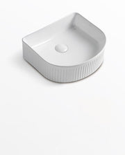 400 x 350 x 130mm Arch Matte White Fluted Above Counter Ceramic Basin