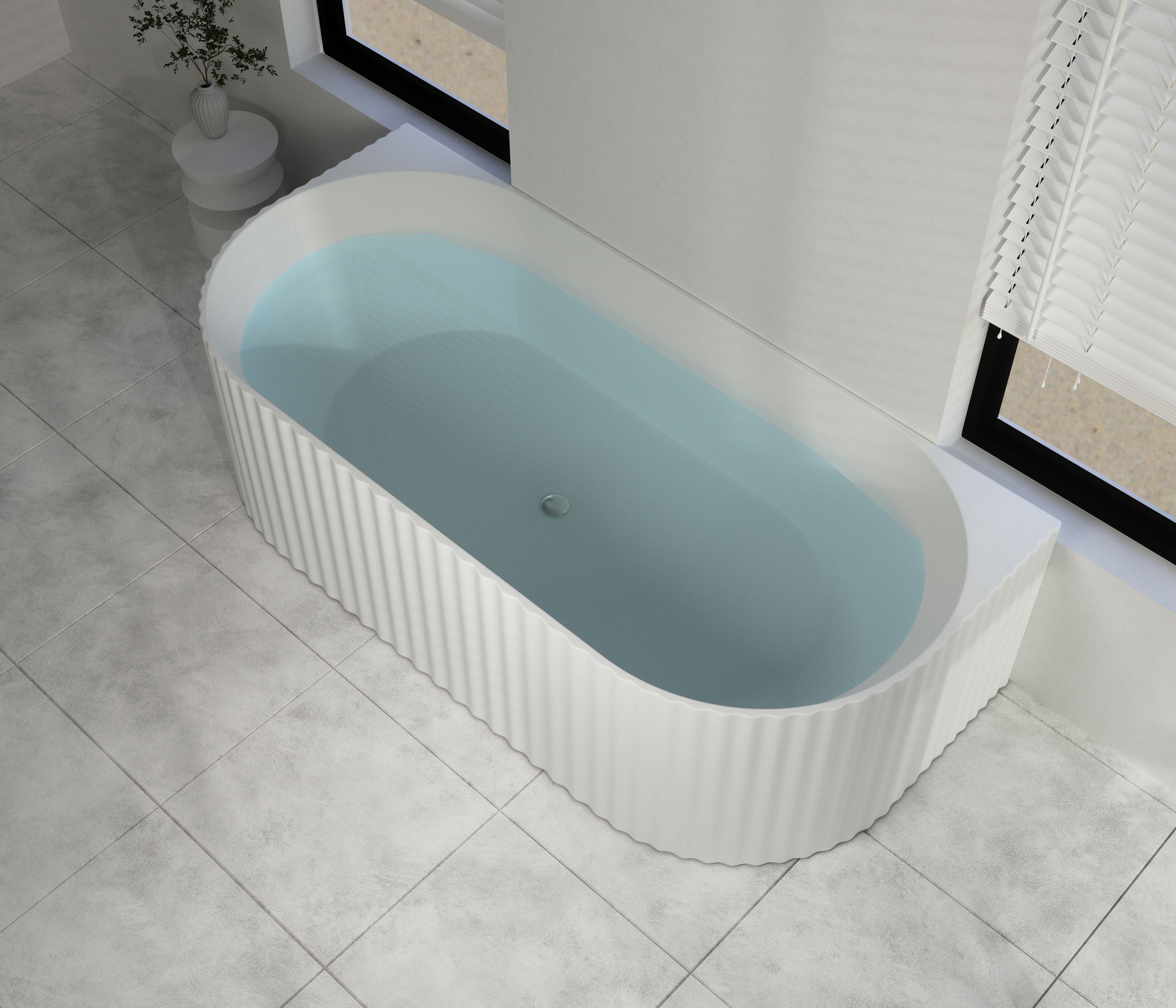 1700x800x600mm Jade Fluted Back to wall