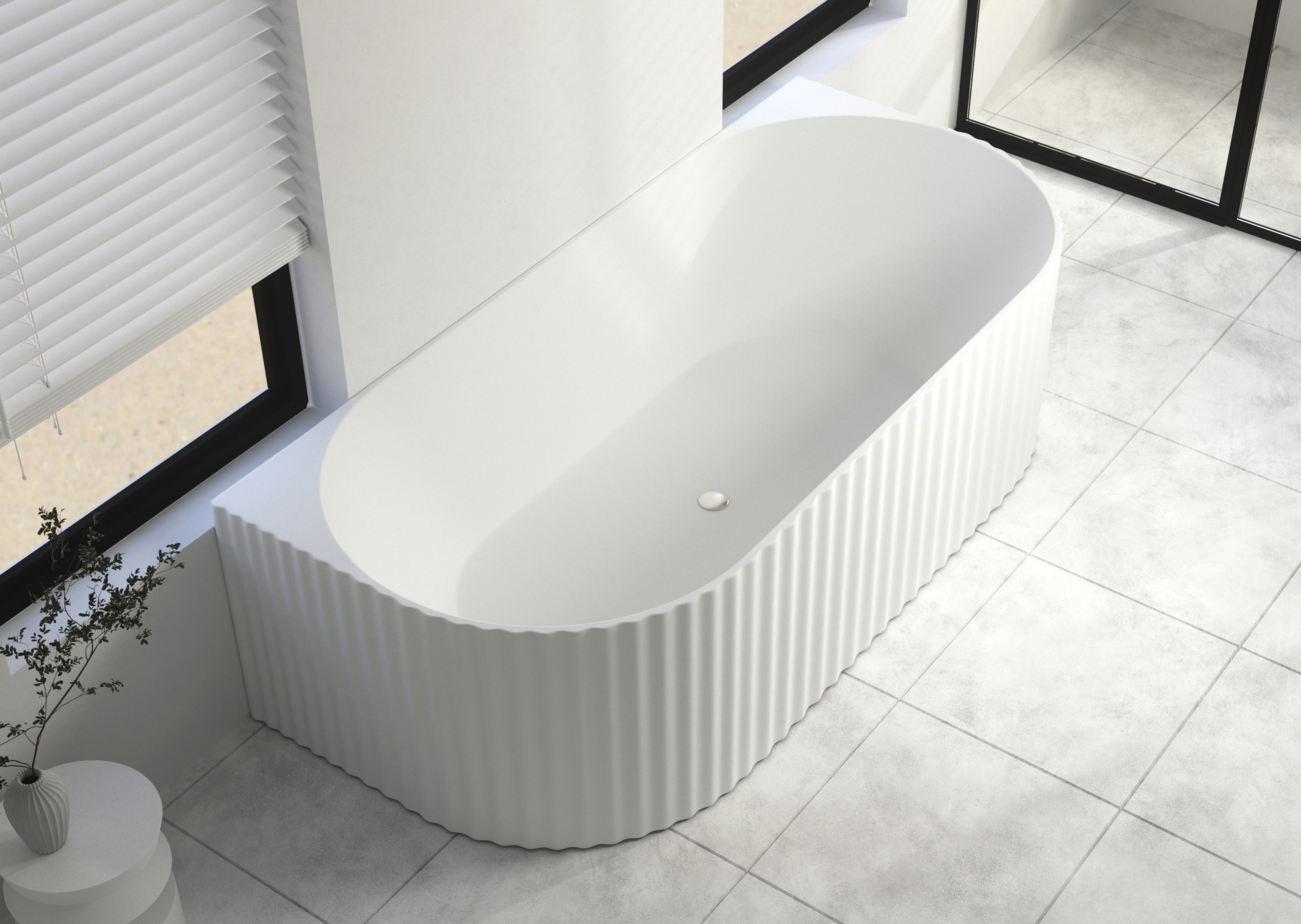 1700x800x600mm Jade Fluted Back to wall