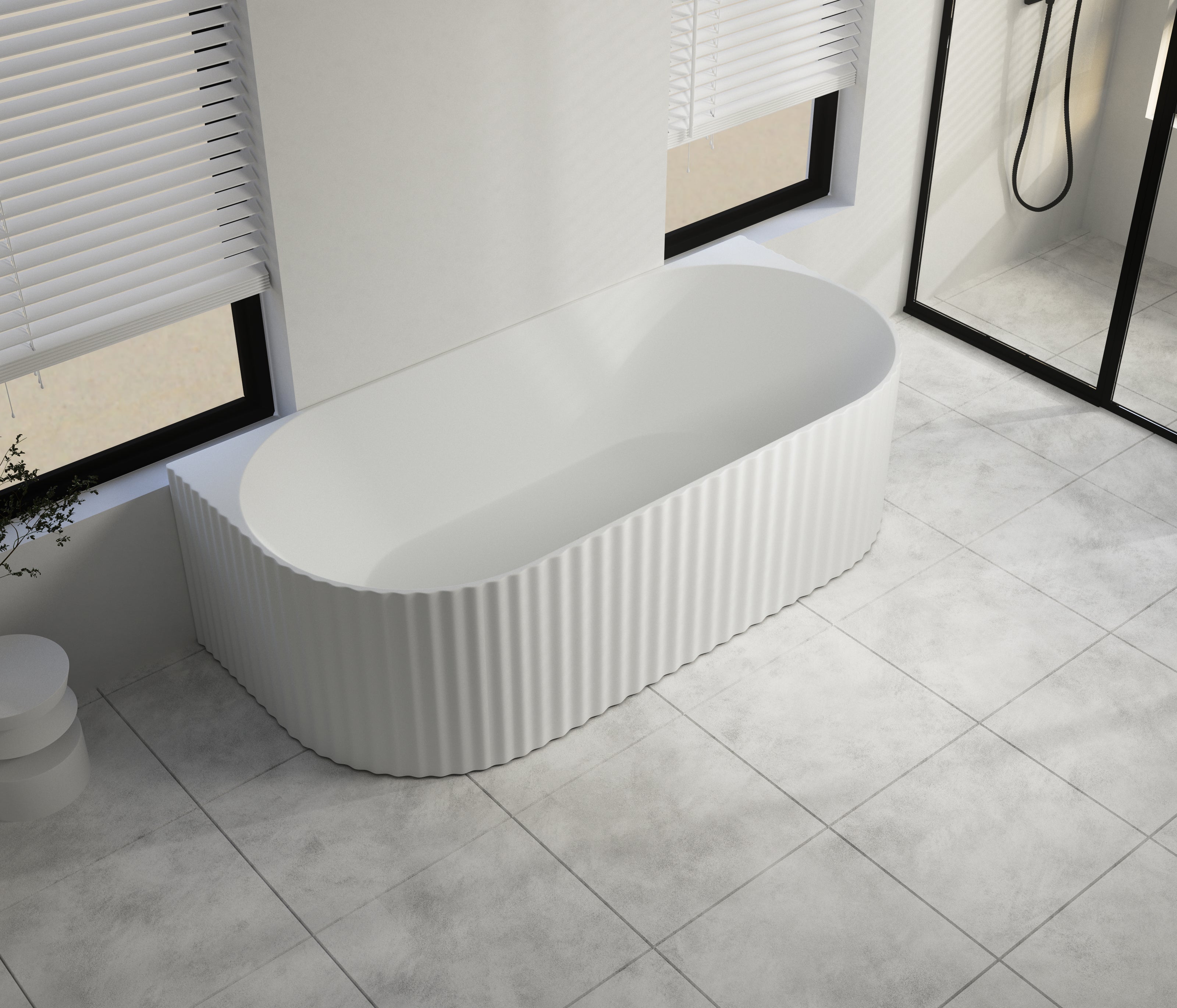 1500x750x580mm Jade Fluted Back to Wall Matte White