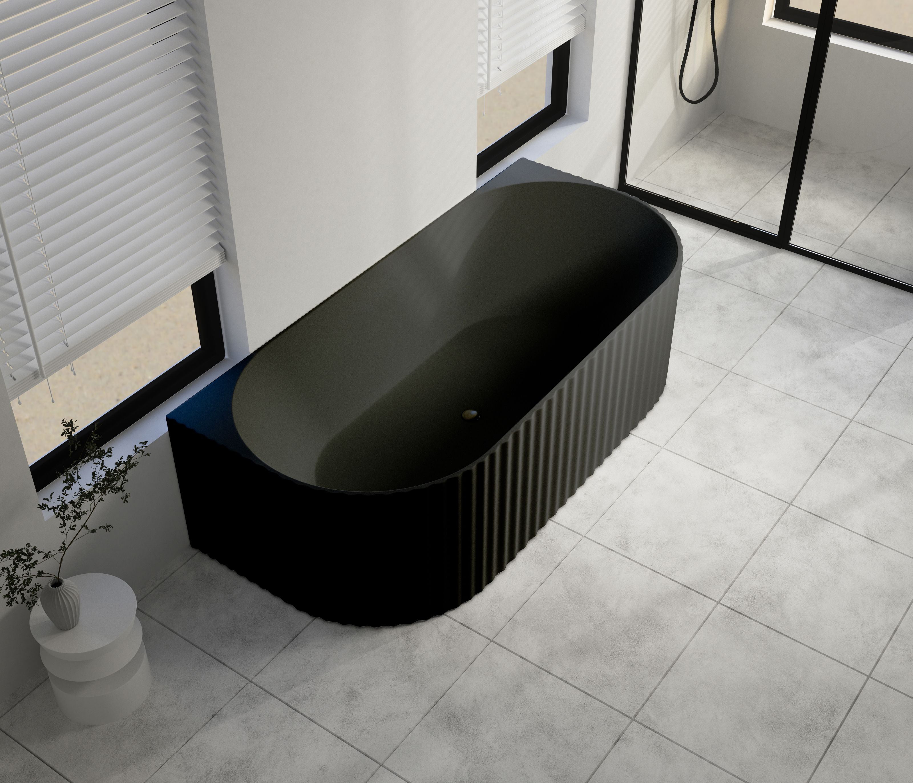 1700x800x600mm Jade Fluted Back to Wall Matte Black