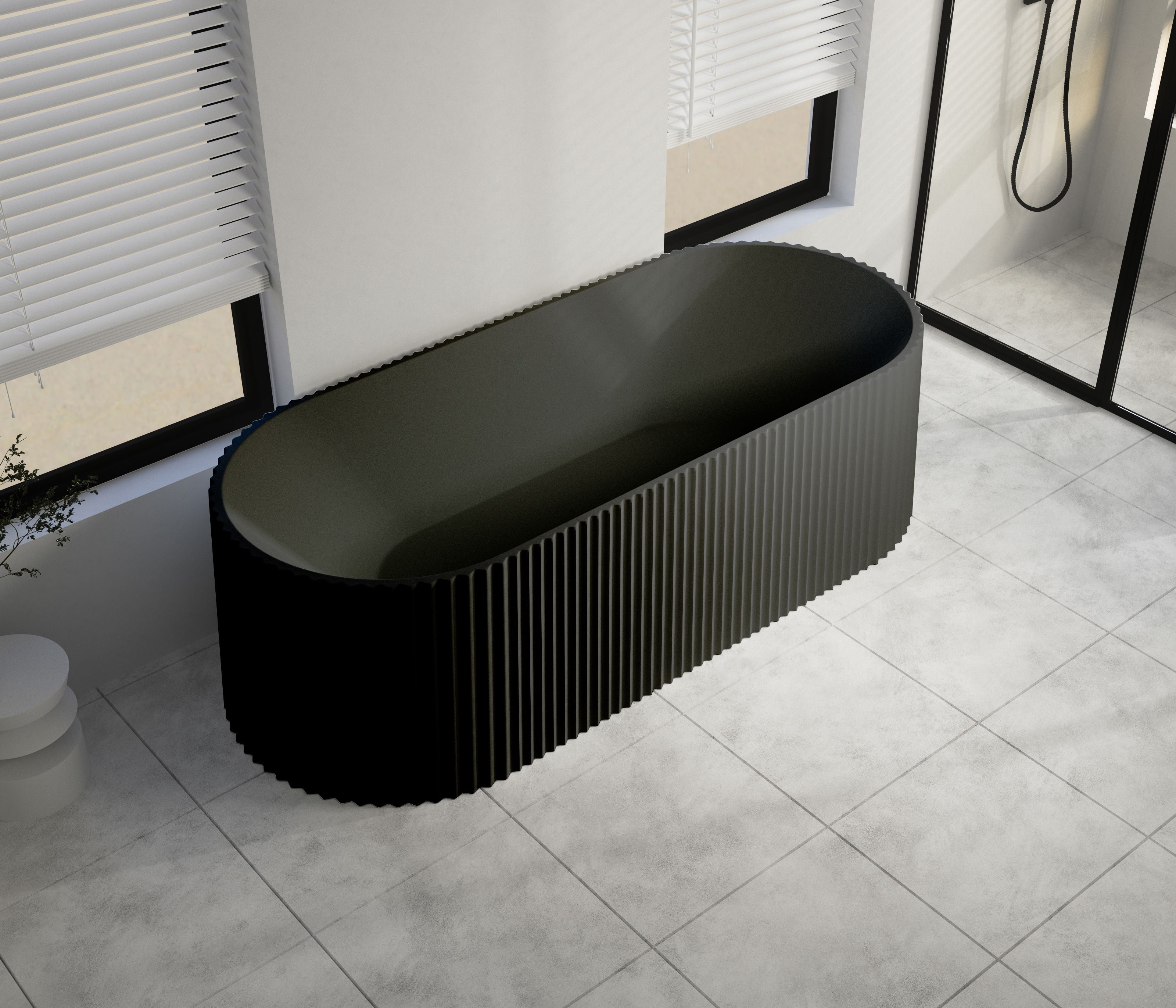 1700x780x600mm Berri Freestanding Fluted Matte Black