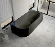 1500x750x580mm Gina Fluted Right Corner Gloss Black