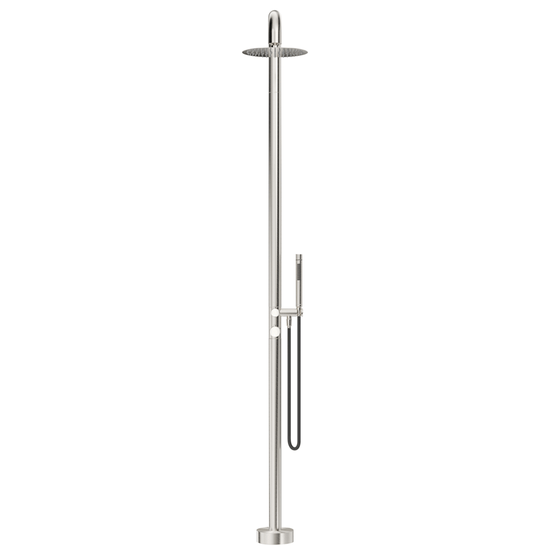 Mica Soft Square Freestanding Outdoor Shower- Brushed Nickel