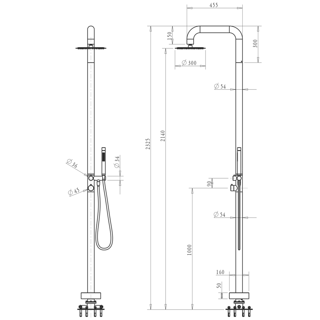 Mica Soft Square Freestanding Outdoor Shower