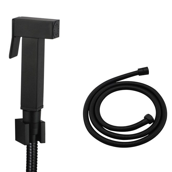 Square Brass Black Toilet Bidet Spray Kit (Stainless Steel Hose)