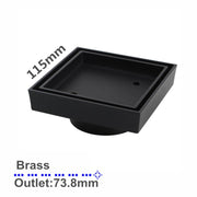 115*115mm Black Smart Tile Insert Floor Waste Shower Grate Drain(73.8mm Outlet)