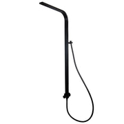 Square Black Shower Station Bottom Water Inlet Wide Rail without Shower Head and Handheld Shower