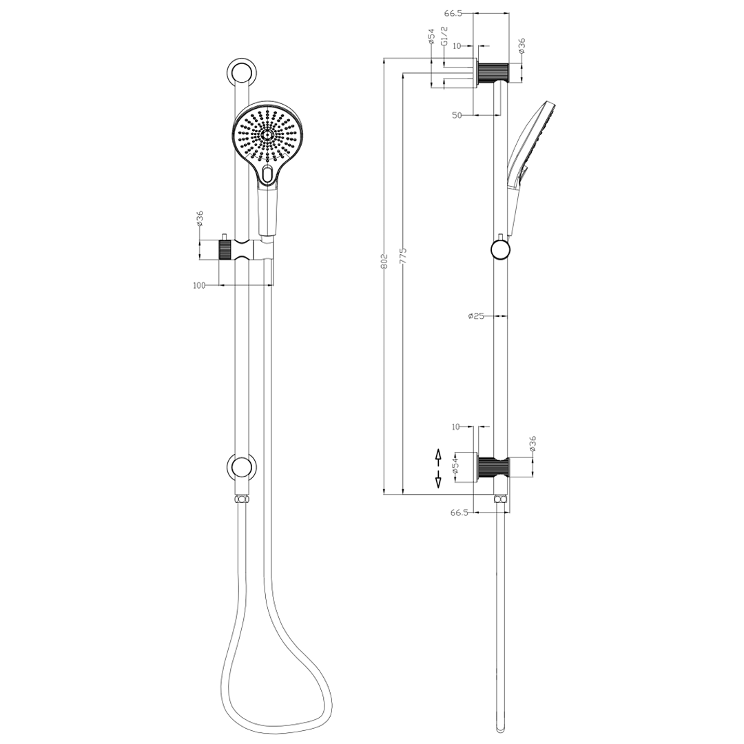 Mica Shower Rail w/ Handpiece