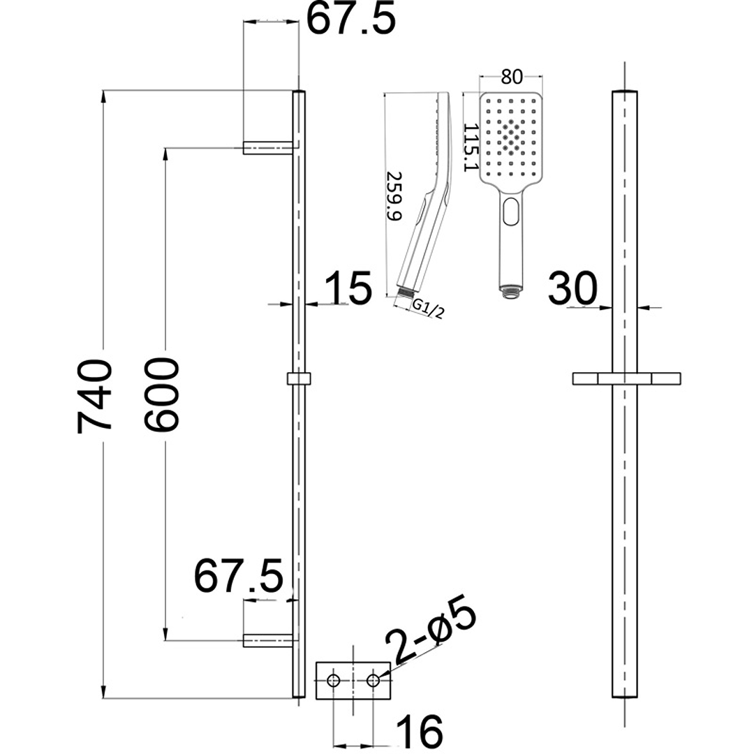 Cresta Shower Head on Rail