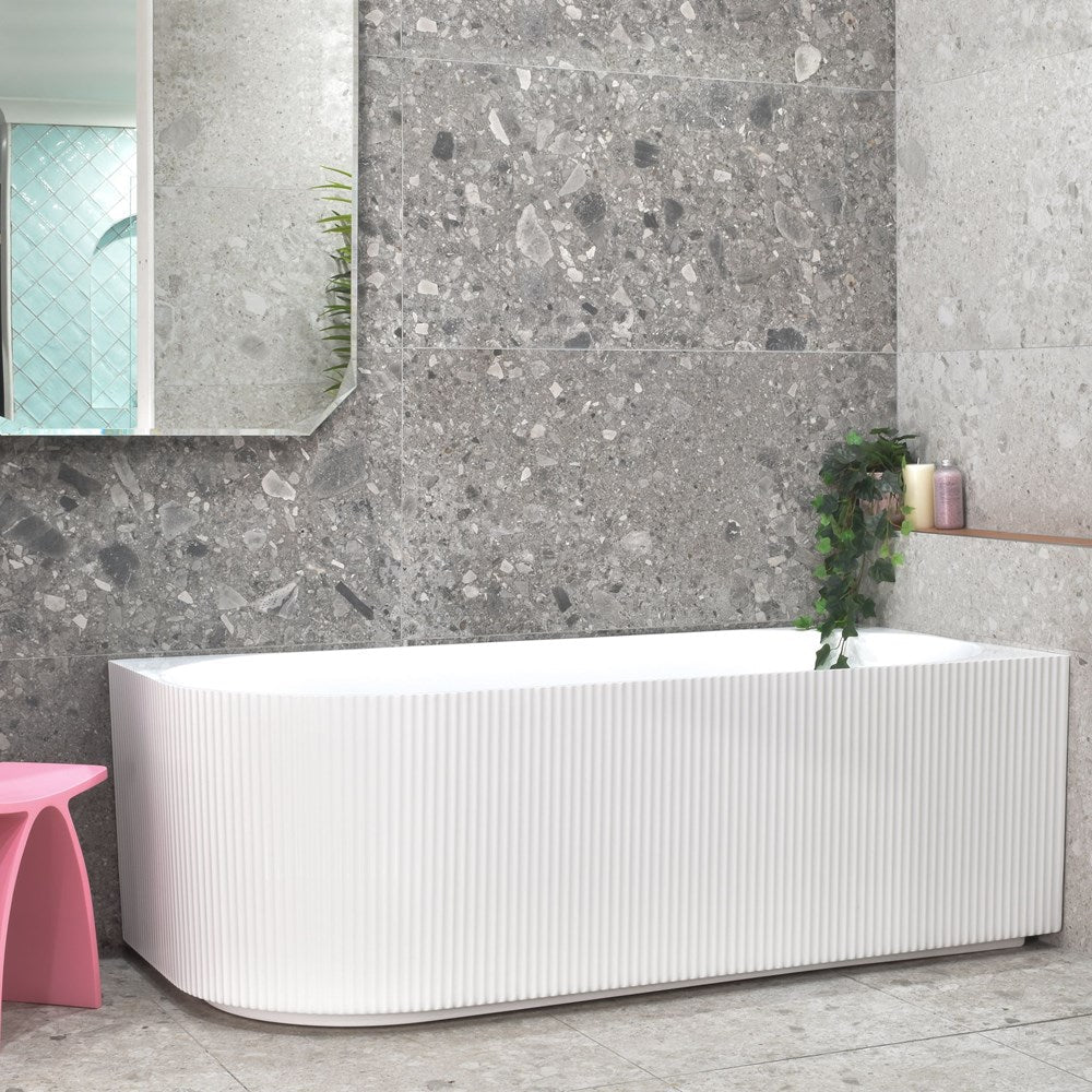 Brighton Groove 1700mm Fluted Oval Freestanding Right Corner Bath Gloss White Finish