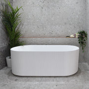 Brighton Groove 1700mm Fluted Oval Freestanding Bath Gloss White Finish