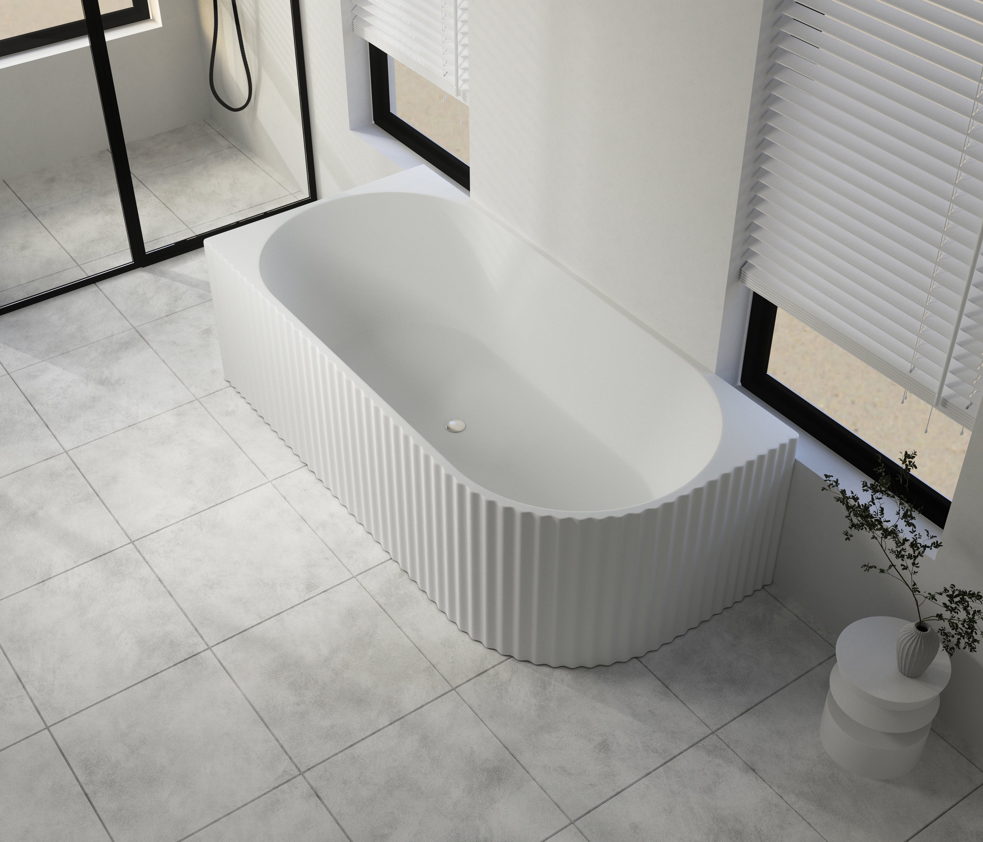 1700x800x600mm Gina Fluted Left Corner