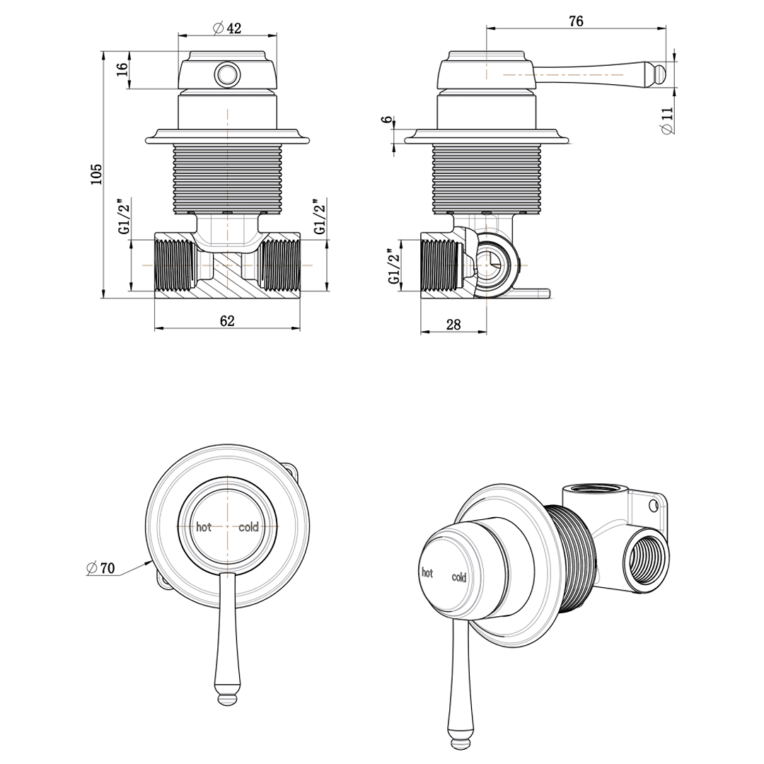 Mica Heritage Shower Mixer
