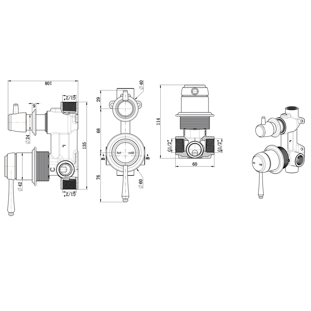 Mica Heritage Mixer Diverter
