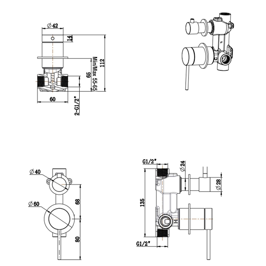 Mica Shower Mixer Diverter