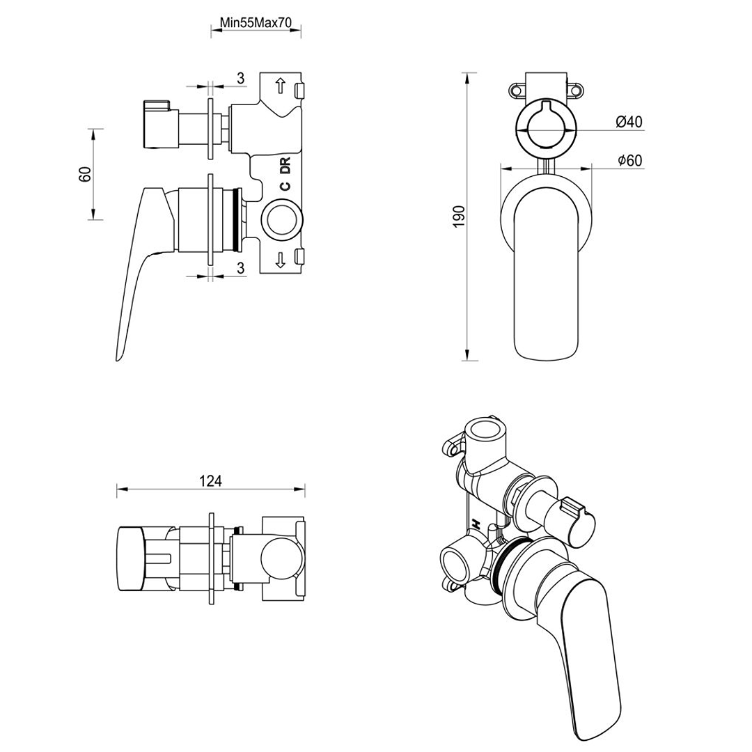 Kaza Mixer Diverter