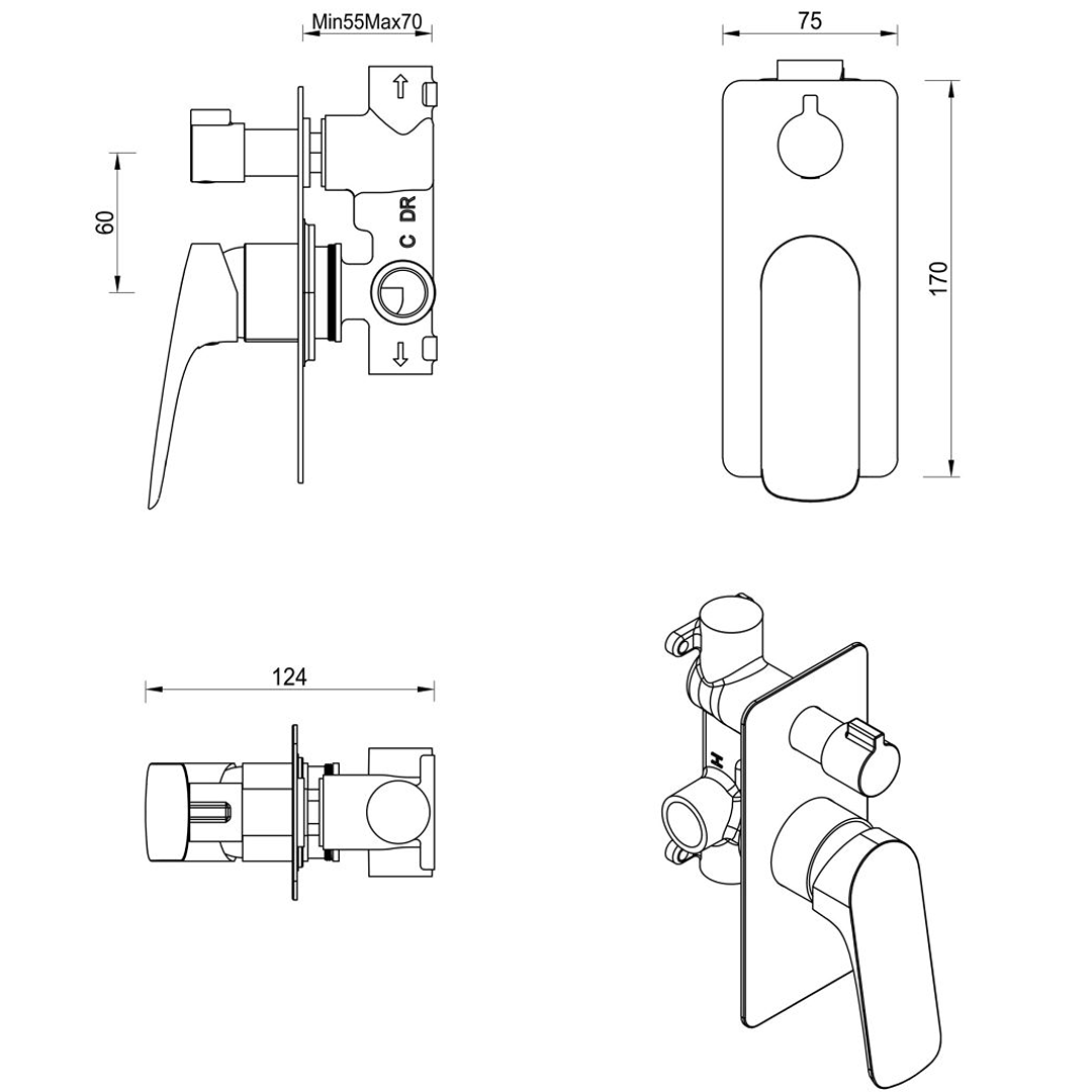 Kaza Mixer Diverter